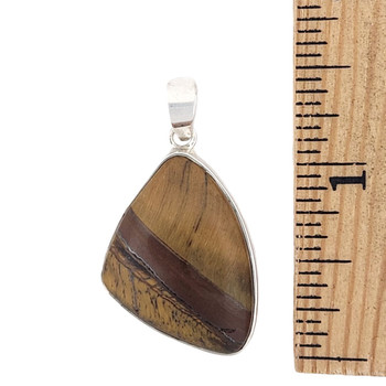 Tigers Eye sterling silver pendant with a ruler. 