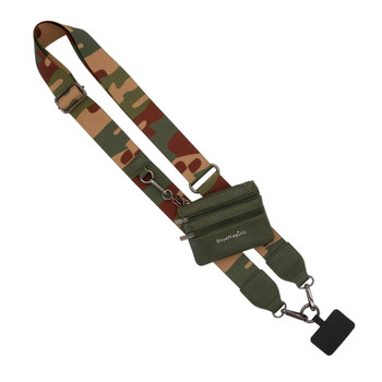 Green camo print Clip & Go strap phone carrier.  
