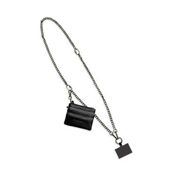 Gun metal chain Clip & Go crossbody phone carrier. 