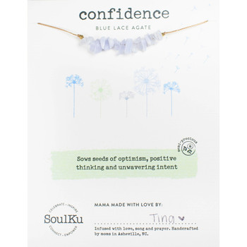 Soulku Blue Lace Agate seed necklace on card. 