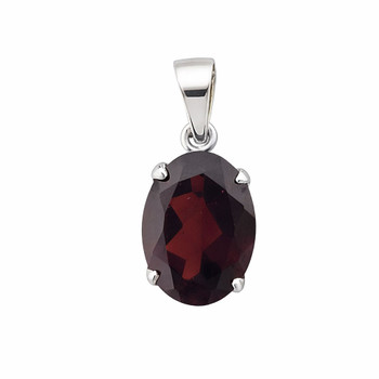 Red Garnet oval sterling silver pendant. 