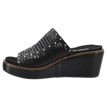 Corkys Footwear - Black Wedge Sandal - MUCH BETTER - left side view