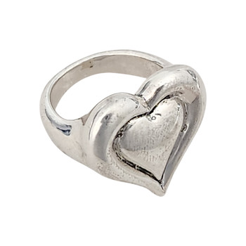 Sterling silver puffy heart ring. 