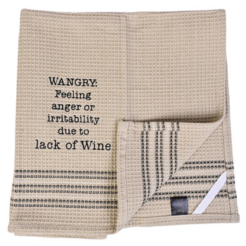 Cotton Waffle Weave Witty Kitchen Dishtowel - WANGRY - half view