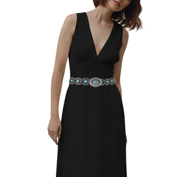 Most Wanted Belts - Turquoise Trails Concho Belt - Black - model front view, with no extra tail strap