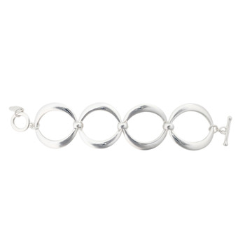 Silver Tone Large Circle Link Toggle Bracelet | Chunky Statement Bracelet | Bold Fashion Jewelry