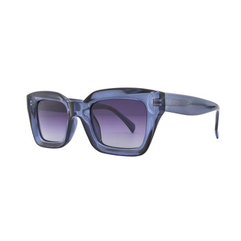 Delphi transparent blue polarized sunglasses turned side view. 