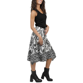 Lola P. Floral Print Skirt - Black and White - side view