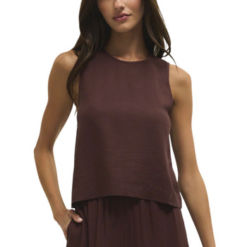 Z Supply Sloane Linen Blend Cropped Tank - Chocolate Cherry