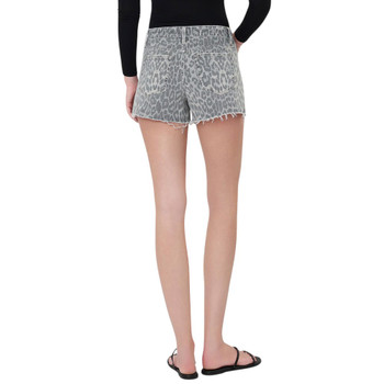 Vervet Rebecca Drawstring High Rise Grey Leopard Print Shorts - back view