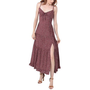 Angie Clothing Spaghetti Strap Maxi Dress with Tie Front - Polka Dot - front view