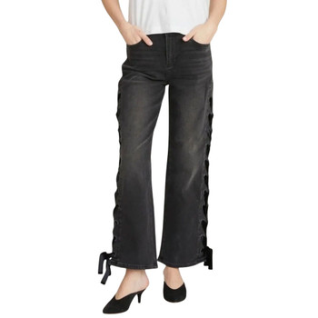 DRIFTWOOD Lacey X Velvet Lace-Up Straight Ankle Jeans - Washed Black - front view