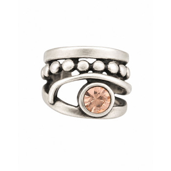 Champagne pink crystal silver-plated ring. 