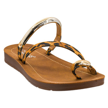 Corkys Footwear - Toe Wrap Sandal -  HIT THE STRIP - Leopard - front view