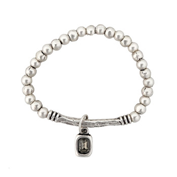 Gray Swarovski crystal elastic silver-plated bracelet. 