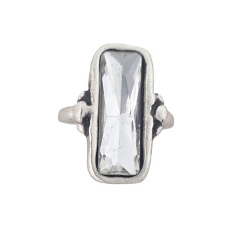 Clear rectangle quality crystal adjustable ring. 