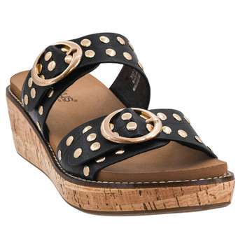 Corkys Footwear Wedge Sandal - TOLD YOU SO - Black - front view