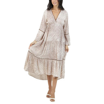 Angie Clothing - Bell Sleeve Tiered Maxi Dress 