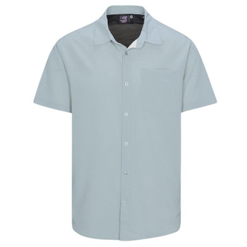 Psycho Tuna Button Up Short Sleeve Shirt - Lake Erie - Glacier - front view