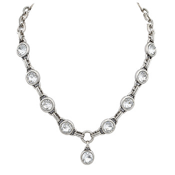 Round Swarovski clear crystal silver-plated necklace.