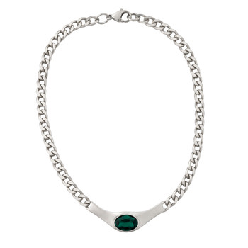 Emerald green crystal chain necklace.