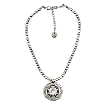 Clear round crystal beaded necklace. 