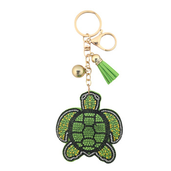 Green rhinestone turtle keychain. 