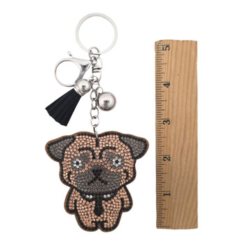 Pug rhinestone keychain with a ruler. 