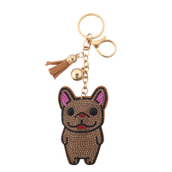 Bulldog rhinestone keychain. 
