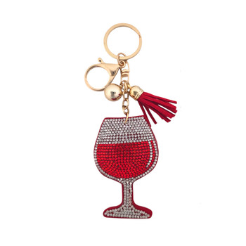 Red wine rhinestone keychain. 
