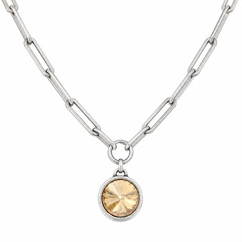 Golden champagne crystal paper clip necklace. 