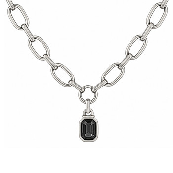 Gray Swarovski crystal chain necklace. 