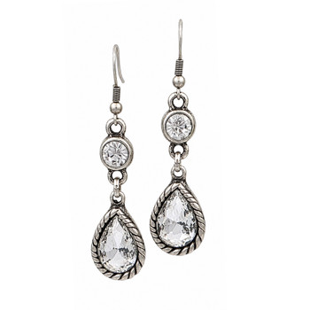 Two clear crystal dangle earrings. 