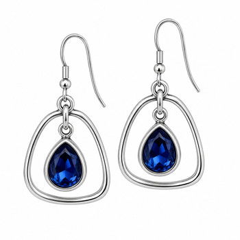 Sapphire blue teardrop crystal dangle earrings. 