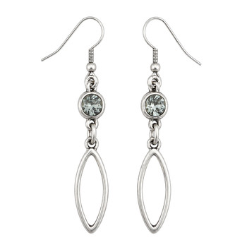 Gray crystal long open marquise dangle earrings. 