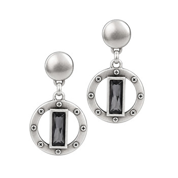 Gray crystal dangle post earrings. 