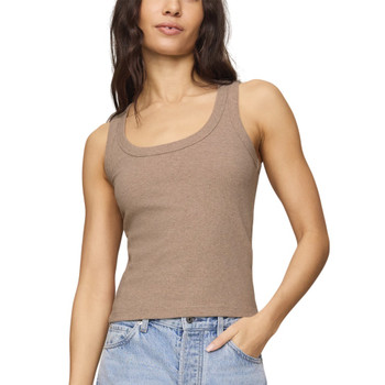 Z Supply Rowe Rib Scoop Tank Top - Heather Ash