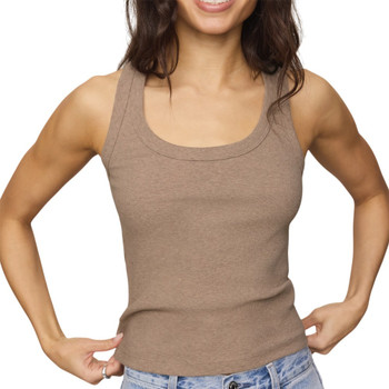 Z Supply Rowe Rib Scoop Tank Top - Heather Ash - front view