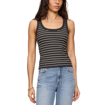 Z Supply Rowe Striped Rib Scoop Tank Top - Ash Black