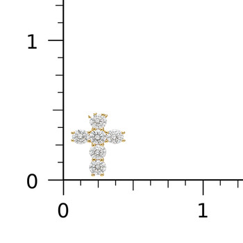 Cubic Zirconia cross 14kt gold necklace with a ruler. 