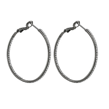 Black rhodium-plated Cubic Zirconia hoop earrings.