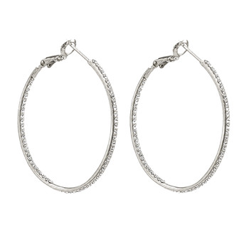 Rhodium-plated Cubic Zirconia hoop earrings.