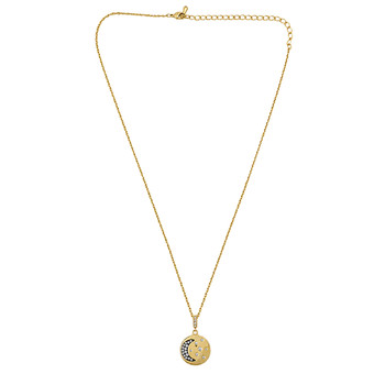 Gold-plated moon disc necklace 16-20" adjustable length. 