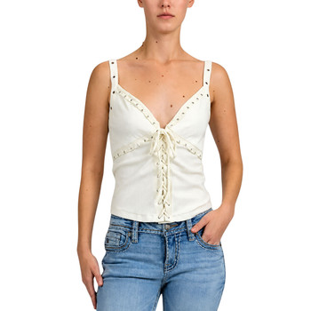 Miss Me - Studded Cami Tank Top - Off White