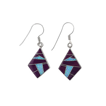 Sterling Silver Sugilite Opal Kite Earrings Front View