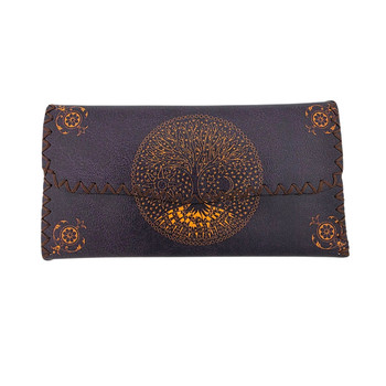 Purple Tree of Life Celestial Faux Leather Wallet front view