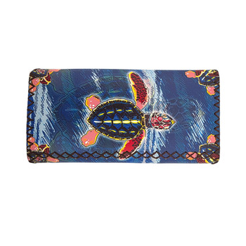 Blue Sea Turtle Faux Leather Wallet - Back View