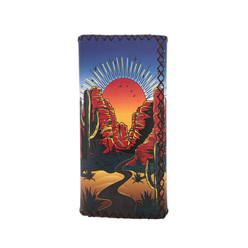 Desert Sunset Cactus Faux Leather Wallet - Back View