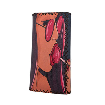 Pink Sunglasses Lollipop Girl Faux Leather Wallet - Back View