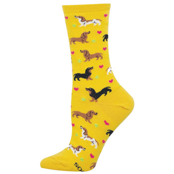 Socksmith Women's Crew Socks - Doxie Love - Dachshund Puppy Dogs